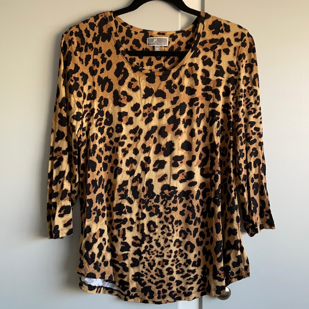 JM Collection Petite PL Animal Print Knit Top